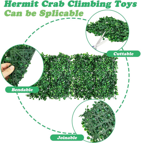 2 (24 16 Inch) PINVNBY PCS Hermit Crab Climbing Toys Hermit Crab Climbing Wall with Suction Cups Plastic Faux Grass Mat