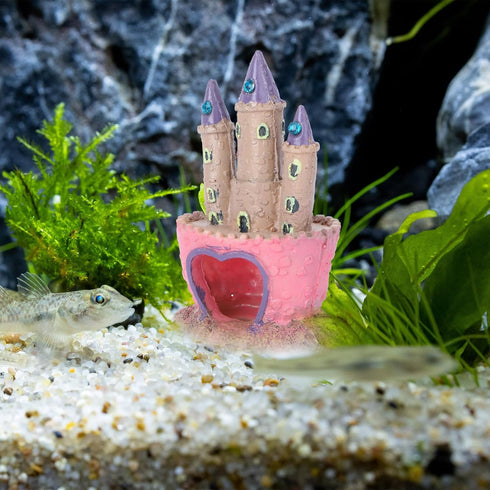 Heart Castle Statue, Aquarium Castle Fish Hidden Cave Ornament for Reptile Decor and Accessories