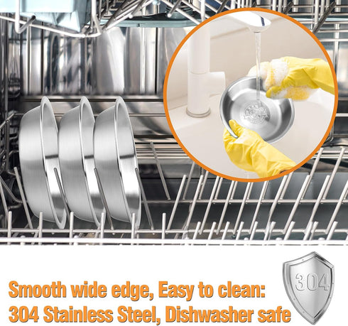 6 Pcs Stainless Steel Cat Bowls, 5.5 Inch Shallow Wide Whisker Friendly Food Dishes