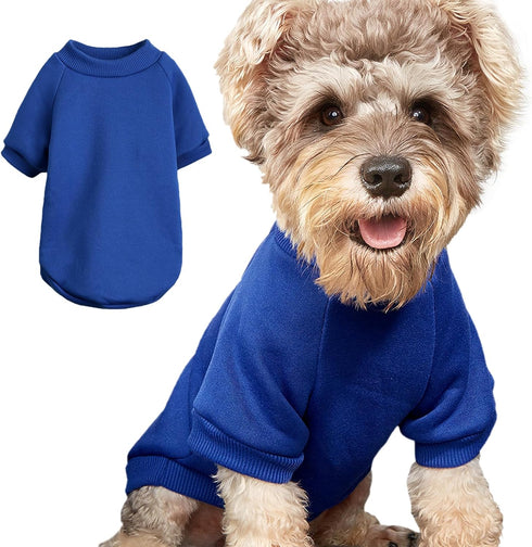 Puppy Sweater for Small Dogs, Warm Winter Cat Clothes, Knitwear Pet Sweatshirt, Medium Blue Doggie Kitten Clothing