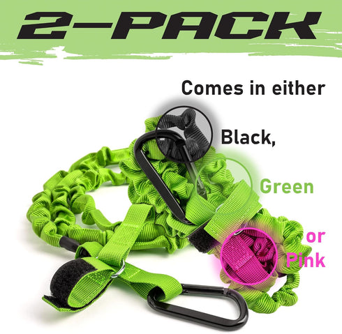 Gradient Fitness 2 Pack Kayak Paddle Leash - 5-8 Feet Stretchable Paddle Strap with Carabiner Secure Lanyard Rope