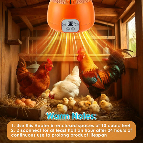 5 Enhon Chicken Coop Heater, Timing Heat Lamp for Chickens, Smart Temperature Control Chicken Brooder Heater, Ft Long