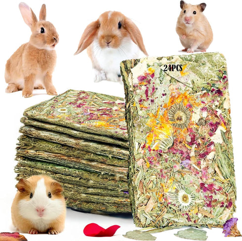 Rabbit Toys 24pcs Bunny Toy Guinea Pig Treats Timothy Hay Chew Toys