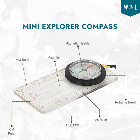 Magnetic Liquid Compass Kit Professional Hiking Compass with Rotating Bezel, Quick-Tip Guide & Carabiner | Accurate
