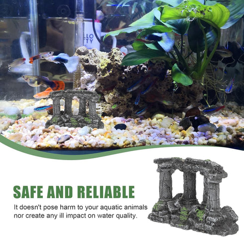 PRETYZOOM Miniature Roman Column Ornament for Aquarium Decorations, Rock Cave for Shrimp, Fish, and Turtle