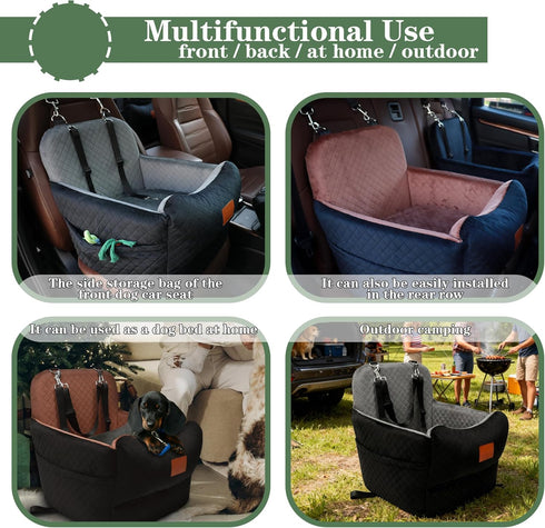 Dogs,2 Dog Car Seat for Small/Medium Adjustable Seat Belt,Memory Foam with Soft Fabric Pets Travel Car Bed