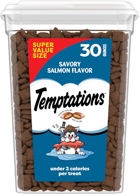 Temptations Cat Treats Classic Crunchy and Soft Cat Treats, Savory Salmon Flavor,