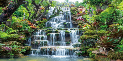 AWERT 36x24 inches Waterfall Aquarium Background | Forest Park Green Tropical Plants Fish Tank Background
