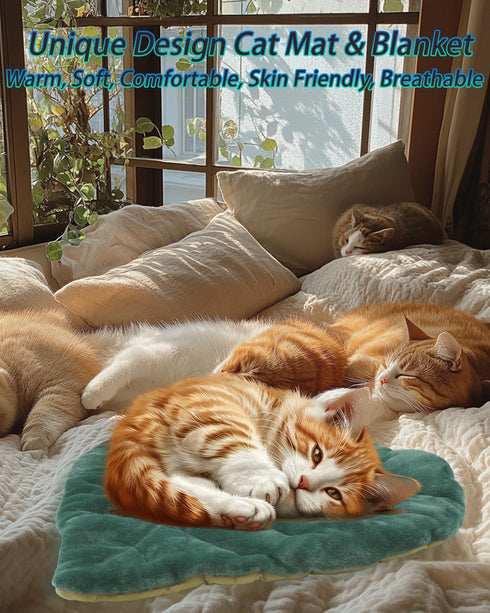 26"x20" Cat Mat Self Warming Cat Bed Leaf Shaped Cotton Soft Warm Pet Pad Blanket for Indoor Bed Couch Sofa Floors Cat