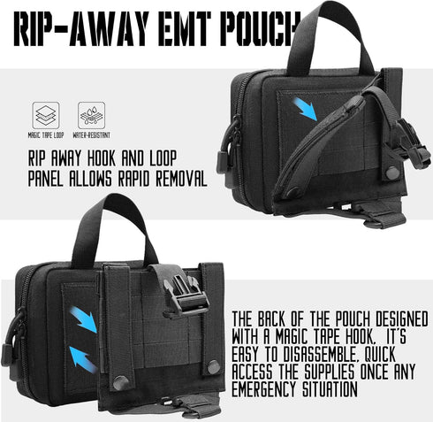 Upgrade Molle Rip Away Ifak Pouch, Tactical Small Belt First Aid Medical Utility EMT Pouch