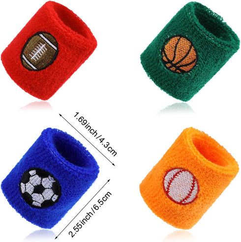 Gejoy 16 Pieces Sports Wristbands, Sweatbands for Kids Soccer, Baseball, Football, Basketball Sports