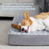 WNPETHOME Orthopedic X Large Dog Bed - Soft Rose Plush Waterproof Crate Bed with Removable Cover, Grey (42 x 30 x 4