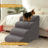 Curved Dog Stairs Ramp for High Beds, 4-Step for Small Dogs and Cats, Removable Washable Pet Stairs, Non-Slip Indoor