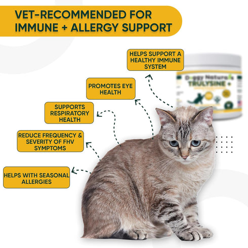 Trulysine Plus L-Lysine for Cats Immune Support Oral Powder 8oz/226g - Chicken Liver Flavor for All Ages