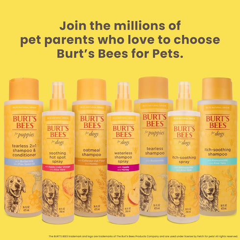 Burt's Bees for Pets Puppies 2 in 1 Shampoo and Conditioner - Tearless, Made with Buttermilk and Linseed Oil - 16 Oz -