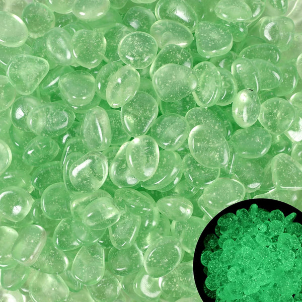 200pc Luminous Glow Stones, Glow in The Dark Rocks for Aquarium, Potted Plant, Outdoor Decor (Green)