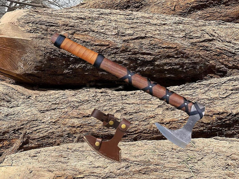Viking Axe of Ragnar Lothbrok High Carbon Steel Hunting Axe with Leather Sheath