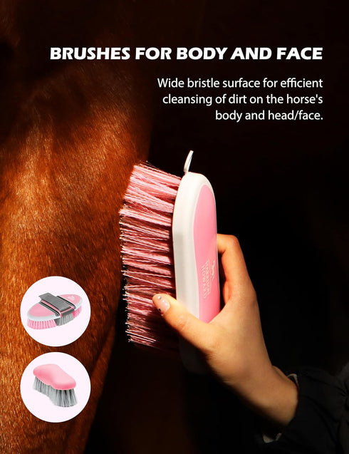 Set, 11-Piece Harrison Howard Complete Horse Grooming Advanced Daily Grooming Tools with Extra Brushes for Full Horse