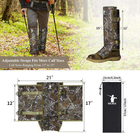 Snake Gaiters - Waterproof Lower Legs Snake Guards - Anti-Snake Gaiters for Men/Women, Adjustable Size