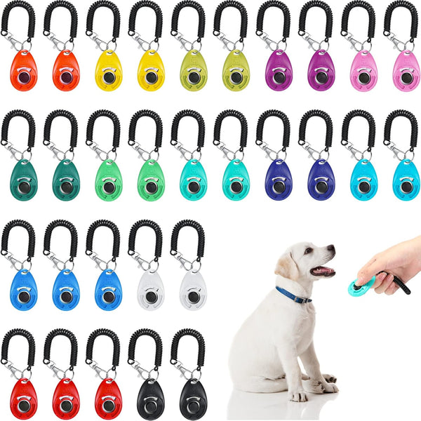 30 Pcs Dog Training Clicker with Wrist Strap - Pet Clicker for Dogs, Cats, Horses, and Birds Behavioral Training