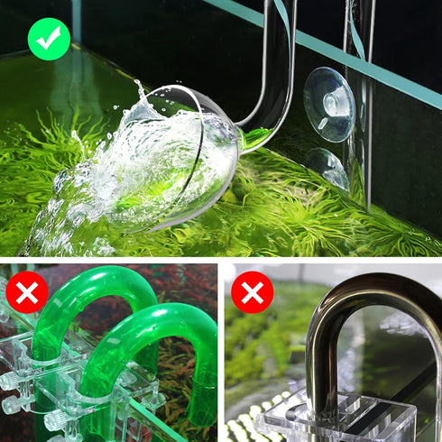 FZONE Aquatic Glass Lily Pipe Outflow with Suctions for Aquarium Plant and Marine Filter, 5/8'' (16/22mm) Tubing