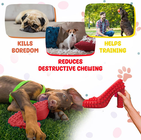 Super Shoe Dog Toy for Aggressive Chewers - Rubber Natural Teething Toy and Treat Dispenser for Small and Medium Dogs