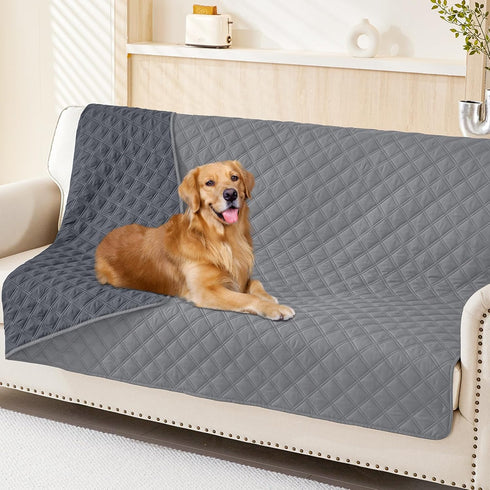smiry Waterproof Dog Blanket - Reversible Bed Cover, Soft Washable Couch Protector for Dogs, 68"x82", Grey/Dark Grey