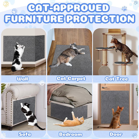 23.6x15.8 Cat Wall Scratcher Mat - Anti Cats Scratch Furniture Protector for Indoor, Trimmable Pad Board