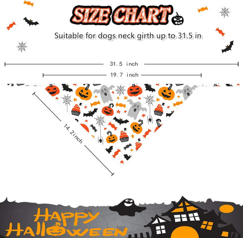 2 Pack Halloween Dog Bandana, Cat Holiday Bibs Scarf Accessories for Small Medium Large Dogs and Cats
