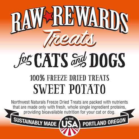 Northwest Naturals Raw Rewards Freeze-Dried Sweet Potato Treats for Dogs and Cats, 2 Oz