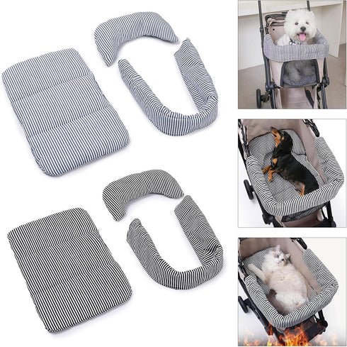 PANGBOER Set Pet Strollers Cushion Side Pad Easy Installation Accessory for Small Dog Cats Strollers Outdoor Use Easy