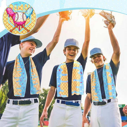 12 40"x12" Breling Pcs Cream Drip Baseball Cooling Towels Ice Drip Cooling Towels Microfiber Sweat Sport Rags Absorbent