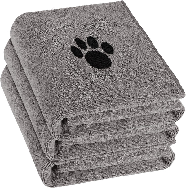 3 Pack Microfiber Dog Towels for Drying, Super Absorbent Soft Pet Grooming Towel, 40" x 23.6", Grey