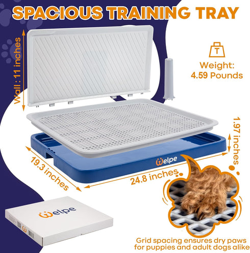 Welpe Dog Potty Tray with Pee Pad Holder - Perfect Indoor Potty Training Solution for Small and Medium Dogs. Say