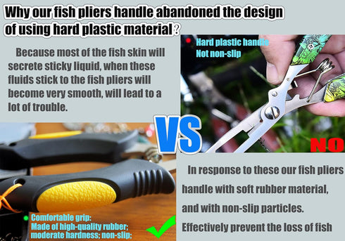 Long Nose Fishing Pliers, Stainless Steel Hook Remover Split Ring Pliers with Lanyard for Fishing