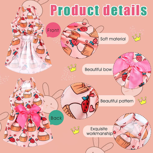 6 Pieces Puppy Dog Dress, Pet Bowknot Princess Floral Vest Skirt for Small Dog Cat Summer Apparel