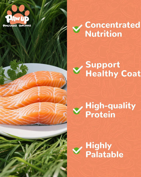 Omega-3 3.8 oz PAWUP Freeze Dried Salmon Dog Treats, Single Ingredient Salmon Treats for Dogs, Dog Food Topper, Rich