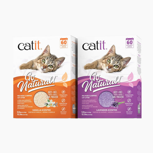 Catit Go Natural Pea Husk Clumping Cat Litter - Lightweight, Dust Free, Easy Cleaning, Flushable with Odor Control,
