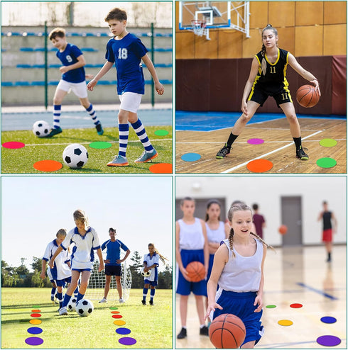 SIFENYU 9 inch 8/16/24 Poly Spot Markers Rubber Floor Dots Pcs Flat Cones Non-Slip Agility Markers Poly Spots for Gym