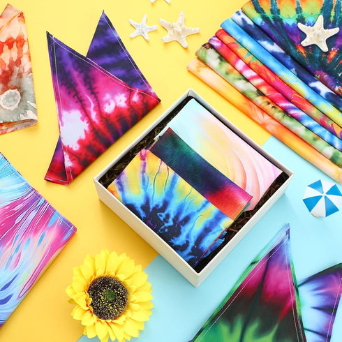 Huhumy 50 Summer Pcs Tie Dye Dog Bandanas Bulk Pet Bibs Colorful Triangle Scarf Pet Bandanas for Medium Large Dogs