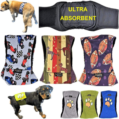 Pack of 3 Male Dog Diapers 4 - Layers of Absorbent Pads