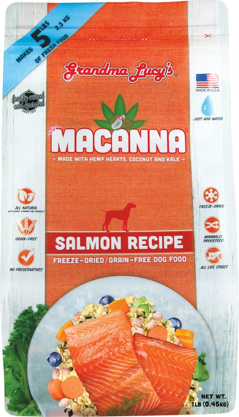 Grandma Lucy's Macanna Freeze Dried Grain Free Salmon Recipe Dog Food, 1 lb, Model Number: 884308721252