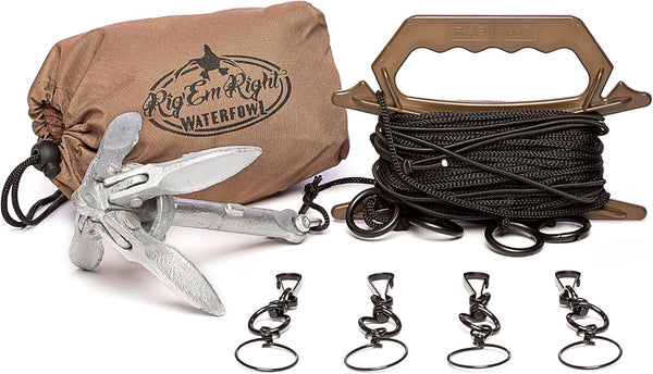 Rig'Em Right Ultimate Motion Device for Duck Hunting - Waterfowl Step-Up Jerk Rig Decoy for Four Decoys