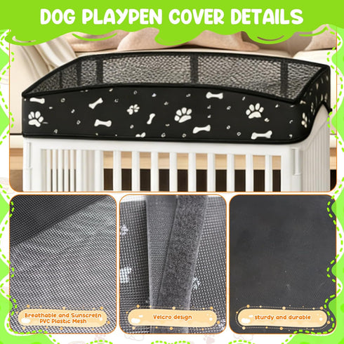LynxLink Set,Playpen 36 Inch, 36 Inch Dog Playpens Cover and Bottom Mat Not Included, Non-Slip Dog Crate Covers Dog