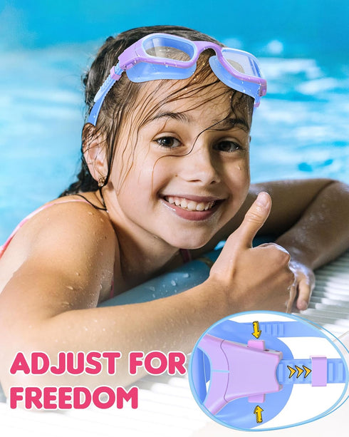 Kids Swim Goggles, Anti-Fog UV Protection Pool Goggles for Boys and Girls, Ages 6-14