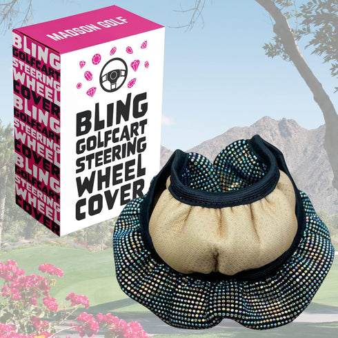 Universal Colorful Bling Crystal Rhinestones Golf Cart Steering Wheel Cover, Anti Slip, Great Gifts