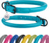 Soft Round Rolled Leather Dog Collar with ID Tag for Small Medium Large Dogs (7-10 inch, Aqua Blue)