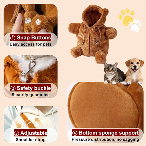 Gleegain Cozy 14.5 LBS Plush Dog Purse Carrier with Secure Harness Clip Dogs Tote Bag for Small Puppy Up to Soft Sided