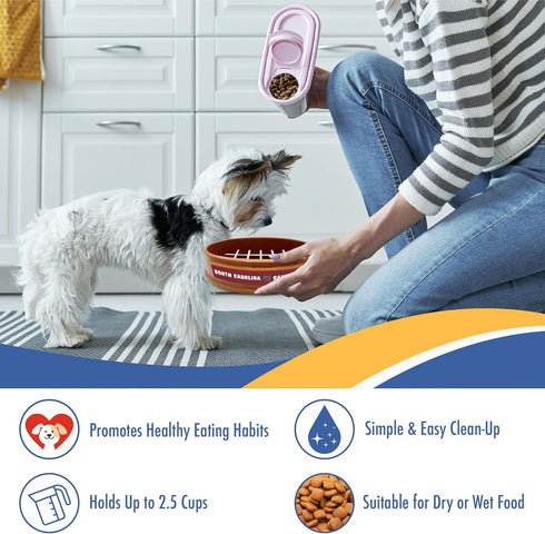 NCAA Super-Bowl South Carolina Gamecocks Slow Feeder Dog Bowl, Non-Slip Pet Bowl for Healthy Digestion