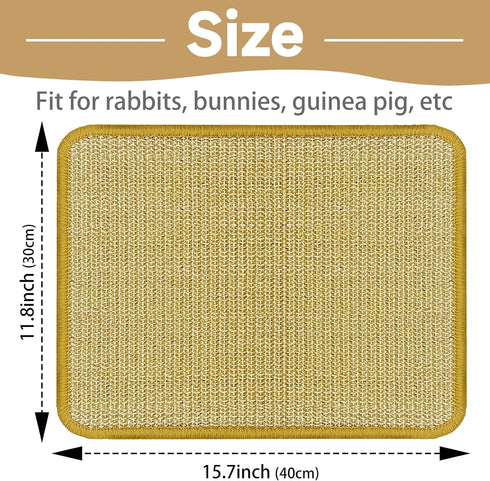 (1PC, 16x12in) DYAUS Bunny Scratch Pad, Natural Sisal Rabbit Scratching Mat for Claws and Teeth Care, Indoor Bunny Chew